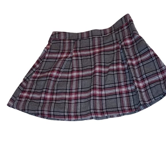 Juniors Gray Plaid Skirt Cotton Flannel Size XL Teens Mini - Picture 1 of 2